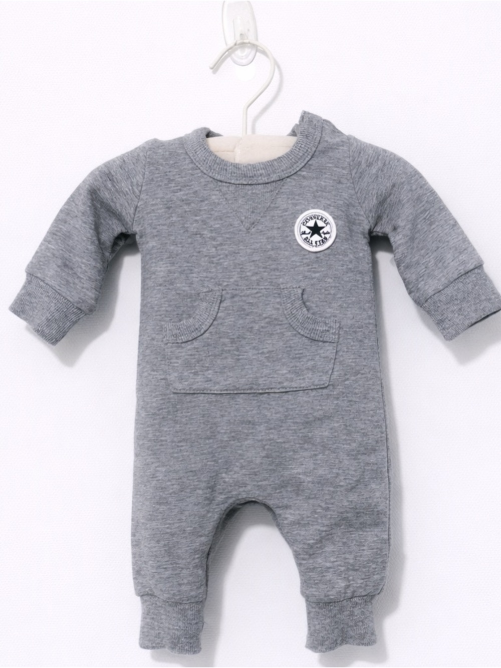 Gray Baby One-Piece Romper with Star Patch